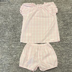 EEUC Tutto Piccolo Pink gingham bloomer short pajama set size 6
